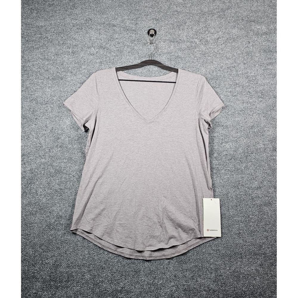 Lululemon Women's Love Tee V Neck T Shirt Size 10 Heathered Gray Purple